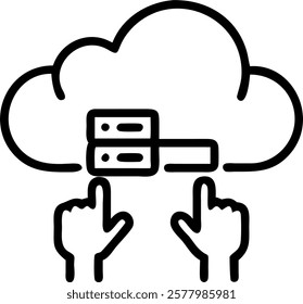 Close up of technician configuring cloud server with digital interface and copy space concept as A macro shot of a technician hands configuring a cloud server using a digital inter