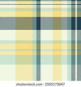Close up textile seamless vector, professional background texture tartan. Horizon check pattern plaid fabric in light and yellow colors palette.