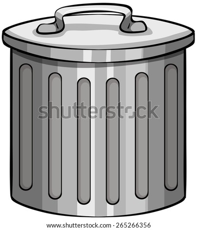 Close up tin trashcan with lid