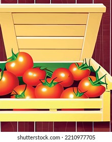 close up tomatoes in a box