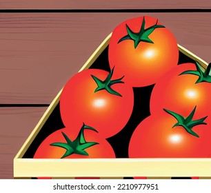 close up tomatoes in a box