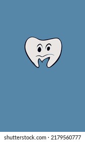 Close up tooth cartoon character on background
