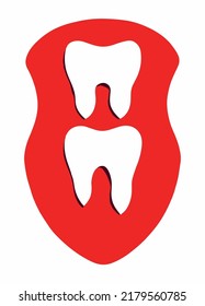 Close up tooth cartoon character on background