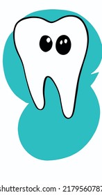 Close up tooth cartoon character on background