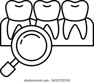 A close up of a tooth with a magnifying glass over it
