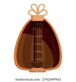 Close up of a traditional arabic oud, showcasing its wooden body, strings, and decorative elements