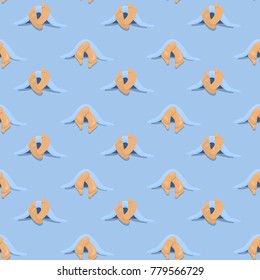 Close up of two feet in a bed. Vector seamless pattern illustration.