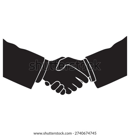 Close up of two hands shaking in silhouette. Represents handshake, agreement, partnership, deal, contract, success, trust, cooperation, business, negotiation, conclusion. Professional greeting.