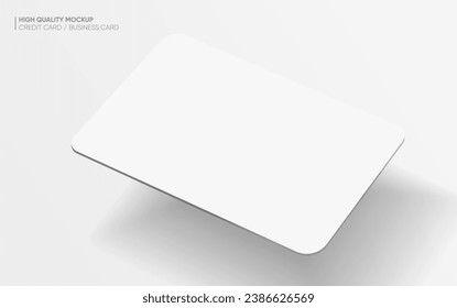 Close up two white blank business cards or credit card mockup on bright background vector EPS10