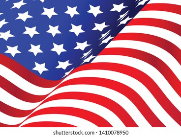 Close up of United of American wavy flag