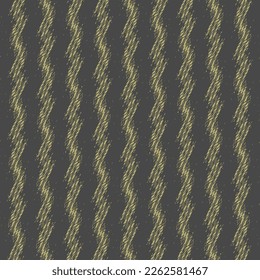 Close up, black fabric with crooked golden stripes. Textile design. Striped rug texture. Fashion pattern. Abstract vector.