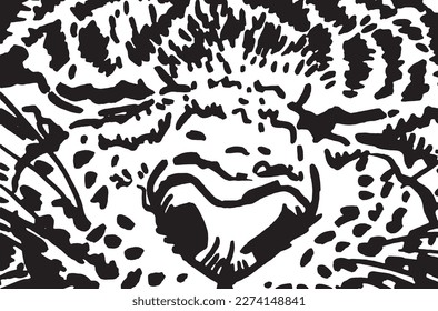 Close -up eyes of tiger, muzzle of angry tiger abstract illustration 