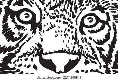Close -up eyes of tiger, muzzle of angry tiger abstract illustration 