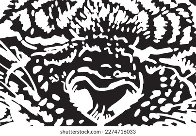 Close -up eyes of tiger, muzzle of angry tiger abstract illustration 