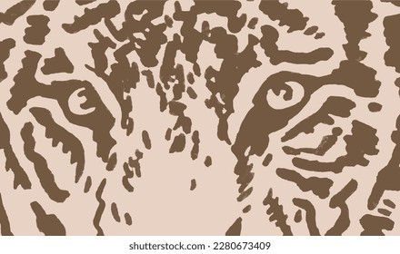 Close -up eyes of tiger, muzzle of angry tiger , vintage illustration 