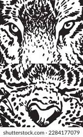 Close -up eyes of tigers, muzzles of angry tiger abstract illustration 