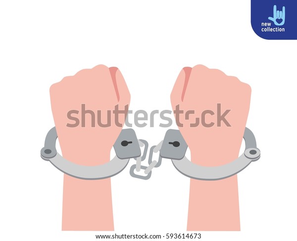 Close Hand Man Shackle Arrest Concept Stock Vector (Royalty Free) 593614673