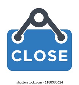 Close vector icon, tag symbol - glyph style design blue