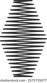 Close up vector illustration of a metal spiral spring with rhythmic coils against a clean white background, highlighting elasticity, tension, and mechanical energy