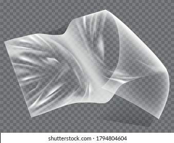 Close up vector on a plastic transparent cellophane bag on white background. The texture looks blank and shiny. Vector illustration
