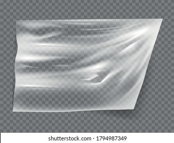 Close up vector on a plastic transparent cellophane bag on white background. The texture looks blank and shiny. Vector illustration