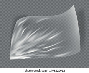 Close up vector on a plastic transparent cellophane bag on white background. The texture looks blank and shiny. Vector illustration