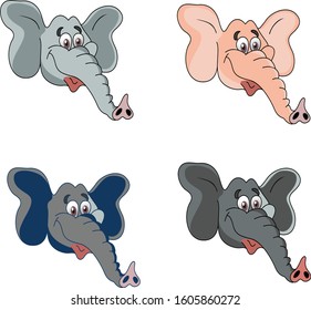 Close up vector portrait of a elephant funny face.