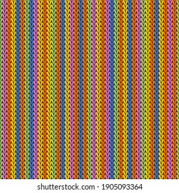 Close up vertical stripes knit texture geometric vector seamless. Jacquard knit effect ornament. Winter seamless knitted pattern. Winter holidays wallpaper.