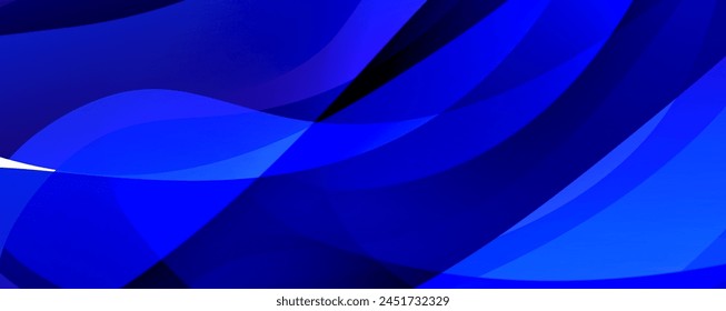A close up of a vibrant abstract background in shades of blue and black with flowing waves, symmetrical patterns, and hints of electric blue and magenta petals