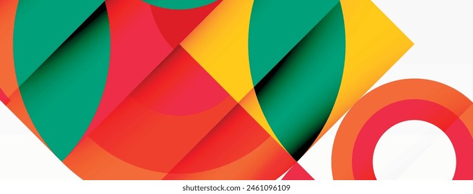A close up of a vibrant geometric design featuring triangles and circles in electric blue and magenta hues on a white backdrop, showcasing symmetry and a captivating pattern