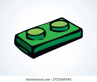 Cerrar arriba verde vibrante gran edificio plano constructor puzzle fix kit conjunto de fondo de espacio de texto blanco. Brillante color feliz dibujado a mano divertido diseño objeto logotipo emblema moderno Web arte doodle divertido estilo de alegría