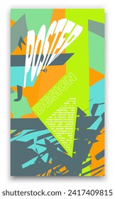 Close up of a vibrant poster with modern design elements suitable for advertising, promotions, marketing, and graphic design projects.