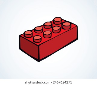 Close up vibrant red flat building constructor puzzle fix kit set white text space. Bright happy pink color hand drawn funny design object logo emblem modern web art doodle funny joy style