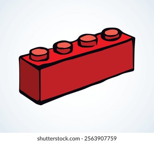 Close up vibrant red flat building constructor puzzle fix kit set white text space. Bright happy pink color hand drawn funny design object logo emblem modern web art doodle funny joy style