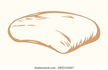 Close up view big curve round fresh odor lather rinse object light paper text space backdrop. Black color ink pen drawn simple abstract beauty emblem logotype old retro doodle art picture design style