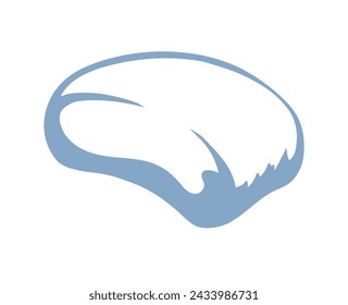 Close up view big curve round fresh odor lather rinse object light paper text space backdrop. Black color ink pen drawn simple abstract beauty emblem logotype old retro doodle art picture design style