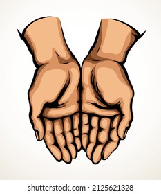 Manos rezando. Icono de dibujo del vector