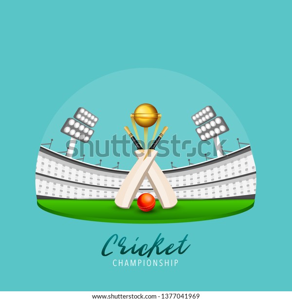 Close View Cricket Bat Ball Champion Stock (Royalty Free) 1377041969