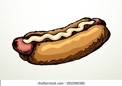 Close up view cute tasty fat bbq appetizer roll object. Closeup outline black ink pen hand drawn cafe menu lettuce calorie emblem logo sign icon design retro art doodle line banner poster print style