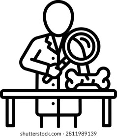 Close Up View of Faceless Person Examining Ancient Prehistoric Fossil Bone, Paleontology and Archaeological Research Vector Illustration