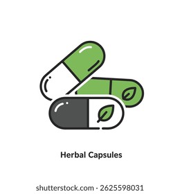 Close View of Herbal Supplement Capsules Embossed with Green Leaf Markings Natural Health Care Isolated White