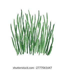 Close up view of individual green grass blades standing upright