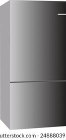 Close up view of a kitchen double fridge