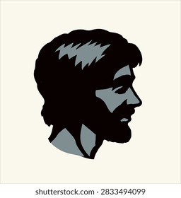 Close up view modern abstract beauty wise holy bible jew prayer boy pray god jesus christ hope faith soul spirit eye look love. Outline black line hand drawn logo sign icon emblem closeup elegant old retro age art biblic style white sky text space