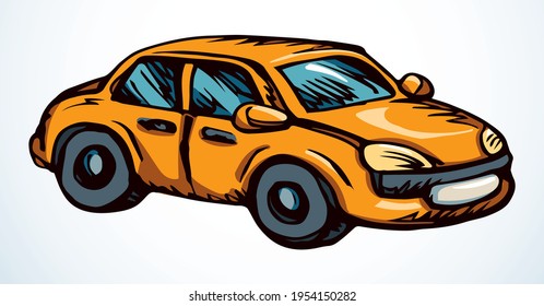 Coche de juguete. Icono de dibujo del vector
