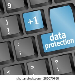 Close up view on conceptual keyboard - data protection vector