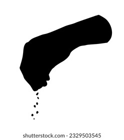 Una mano está sosteniendo una pizca de sal. Dibujo de vectores