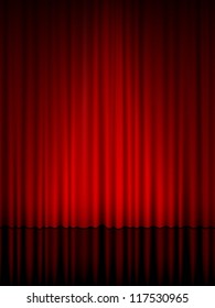 Close view of a red curtain. Vector illustration.