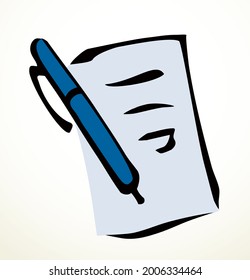 Vista de cerca simple acuerdo financiero registro de cartera de acuerdos web esquema de plan blanco. Mano de tinta negra lineal de mano libre delineado pacto almohadilla de tareas estampado diseño arte estilo retro doodle contorno