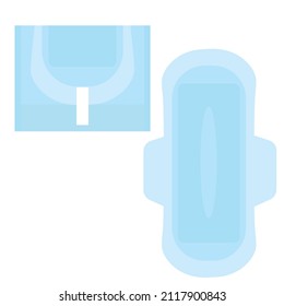 Close up view of women's sanitary pads vector stock illustration. Personal hygiene items. Isolated on a white background.